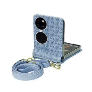EMBOSSED Kryt s remienkom Huawei P50 Pocket modrý