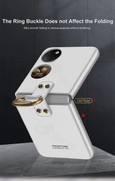 GKK HOOK Plastový kryt s držiakom Huawei P50 Pocket strieborný
