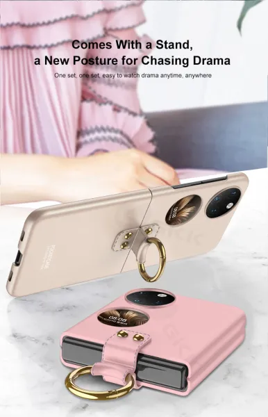 GKK HOOK Plastový kryt s držiakom Huawei P50 Pocket ružový