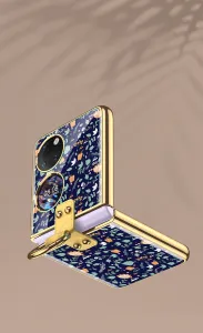 GKK GLASS Ochranný kryt s držiakom Huawei P50 Pocket BLUE FLORAL