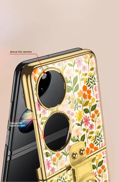 GKK GLASS Ochranný kryt s držiakom Huawei P50 Pocket YELLOW FLORAL