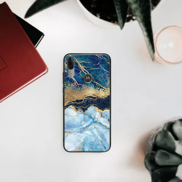 MY ART Silikónový obal Motorola Moto E6 Plus BLUE MARBLE (141)