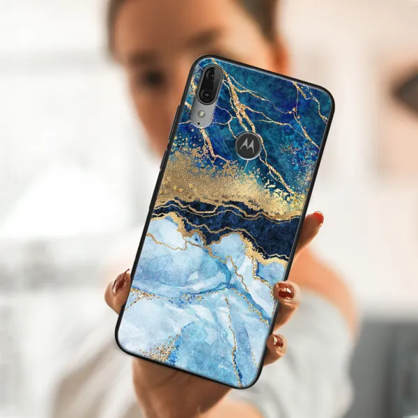 MY ART Silikónový obal Motorola Moto E6 Plus BLUE MARBLE (141)