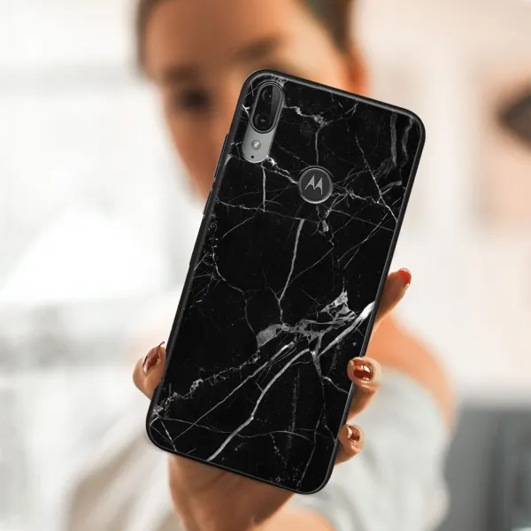 MY ART Silikónový obal Motorola Moto E6 Plus BLACK MARBLE (142)