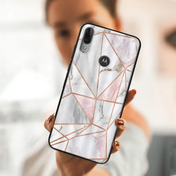 MY ART Silikónový obal Motorola Moto E6 Plus PINK MARBLE (143)