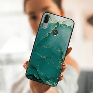 MY ART Silikónový obal Motorola Moto E6 Plus GREEN MARBLE (145)