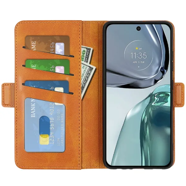 SIDE Peňaženkové puzdro Motorola Moto G62 5G svetlohnedé