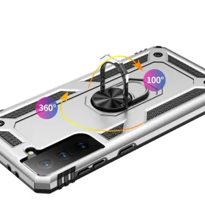 RING Obal s držiakom pre Samsung Galaxy S21 5G strieborný