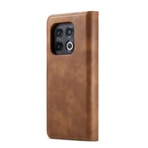 DG.MING Peňaženkový obal 2v1 OnePlus 10 Pro 5G hnedý