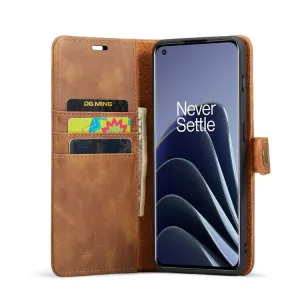 DG.MING Peňaženkový obal 2v1 OnePlus 10 Pro 5G hnedý