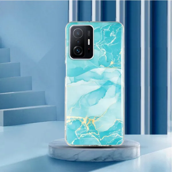 IMD MARBLE Ochranný kryt Xiaomi 11T / 11T Pro LIGHT BLUE