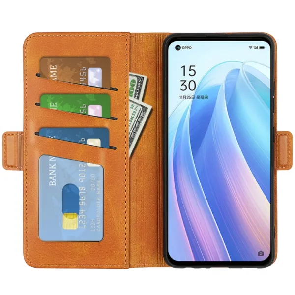 SIDE Peňaženkové puzdro pre Oppo Reno7 5G svetlohnedé