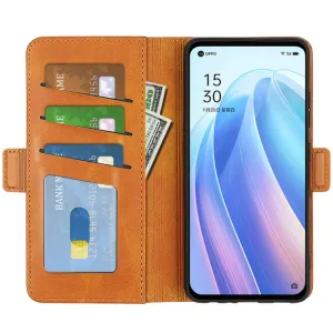 SIDE Peňaženkové puzdro pre Oppo Reno7 5G svetlohnedé