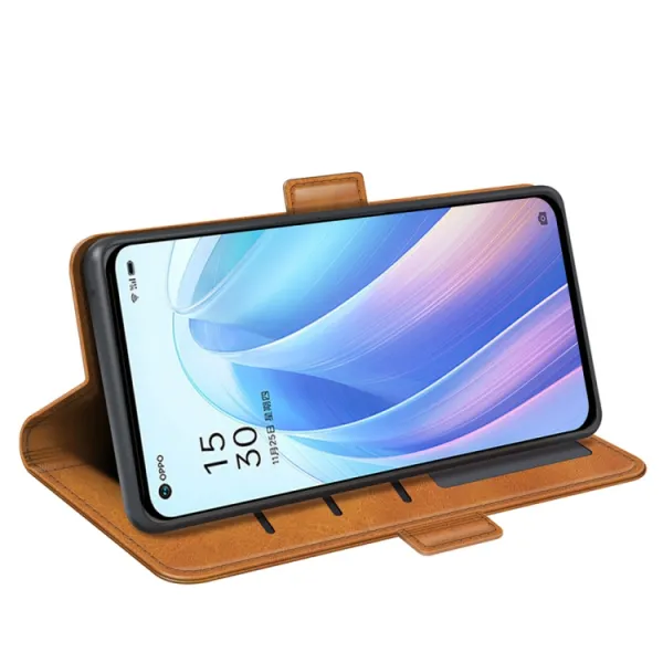 SIDE Peňaženkové puzdro pre Oppo Reno7 5G svetlohnedé