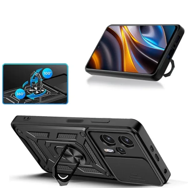 RING Obal s držiakom pre Xiaomi Poco X4 GT ružový