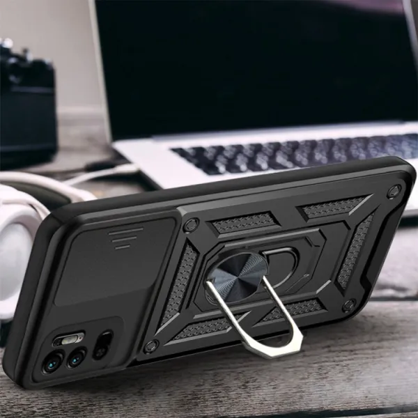 RING Obal s držiakom pre Xiaomi Redmi Note 10 5G červený