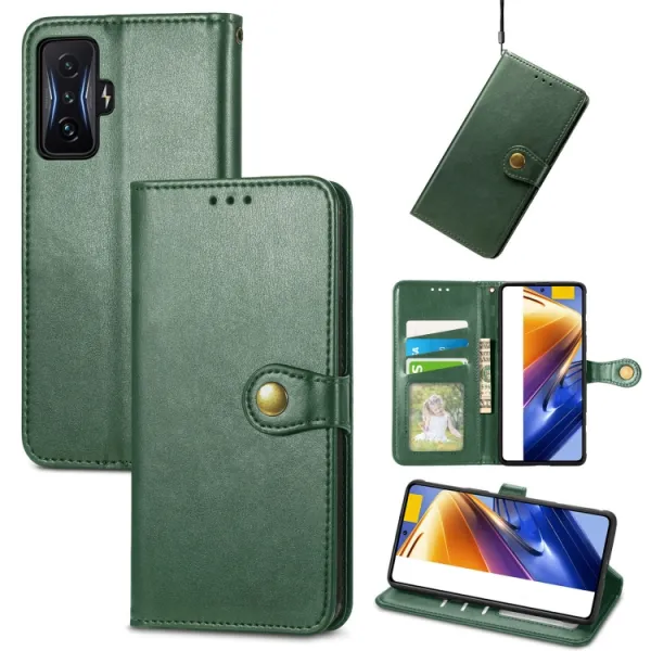LEATHER BUCKLE Peňaženkový obal Xiaomi Poco F4 GT zelený