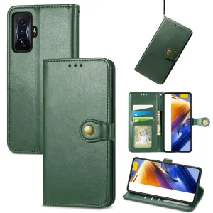 LEATHER BUCKLE Peňaženkový obal Xiaomi Poco F4 GT zelený