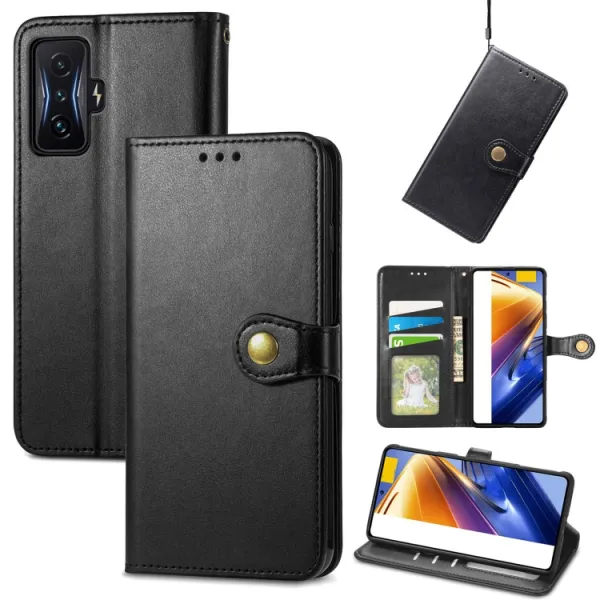 LEATHER BUCKLE Peňaženkový obal Xiaomi Poco F4 GT čierny