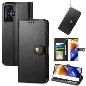 LEATHER BUCKLE Peňaženkový obal Xiaomi Poco F4 GT čierny