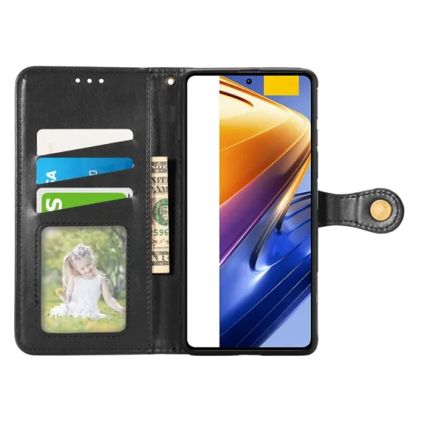 LEATHER BUCKLE Peňaženkový obal Xiaomi Poco F4 GT čierny