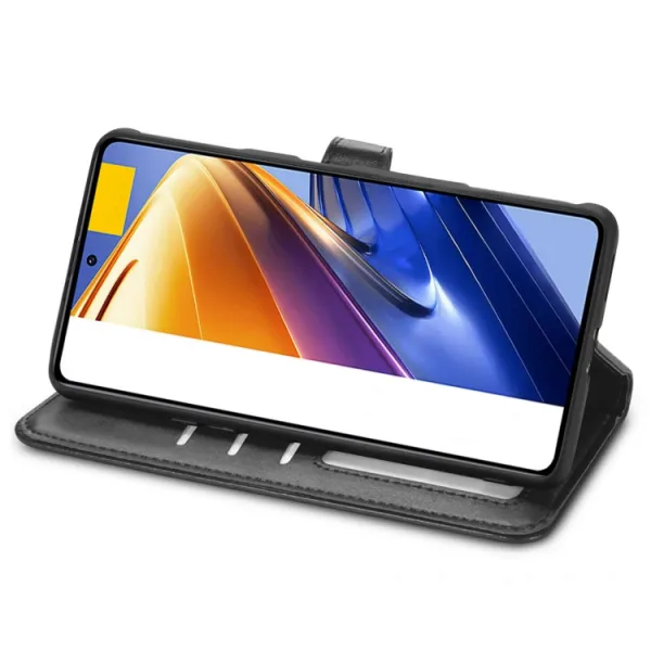 LEATHER BUCKLE Peňaženkový obal Xiaomi Poco F4 GT čierny