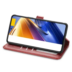 LEATHER BUCKLE Peňaženkový obal Xiaomi Poco F4 GT červený