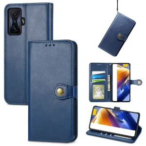 LEATHER BUCKLE Peňaženkový obal Xiaomi Poco F4 GT modrý