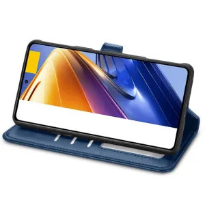 LEATHER BUCKLE Peňaženkový obal Xiaomi Poco F4 GT modrý