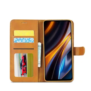 IMEEKE Peňaženkový kryt Xiaomi Poco X4 GT svetlohnedý