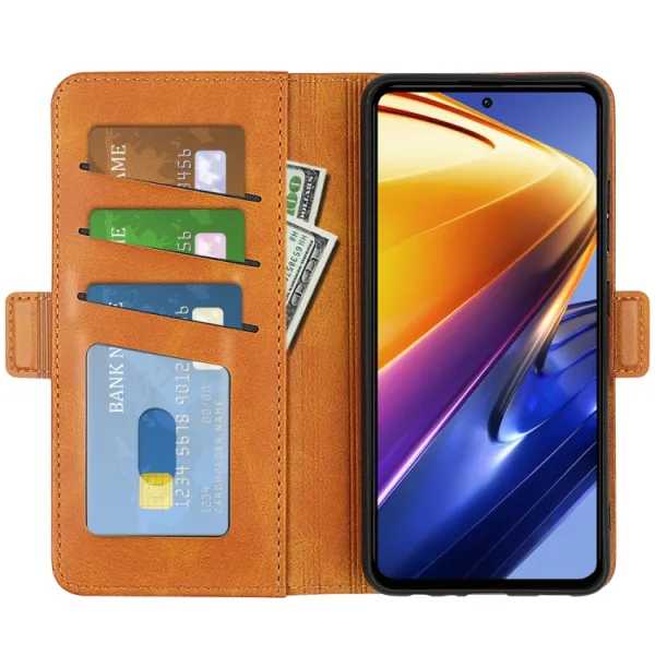 SIDE Peňaženkové puzdro pre Xiaomi Poco F4 GT svetlohnedé