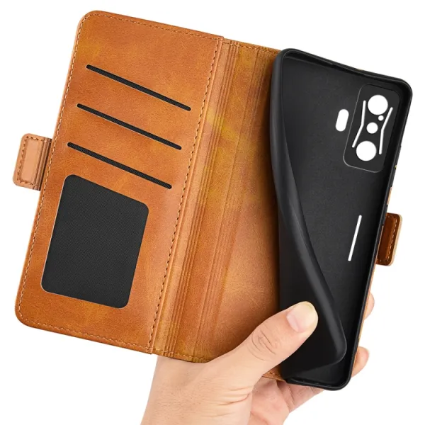 SIDE Peňaženkové puzdro pre Xiaomi Poco F4 GT svetlohnedé