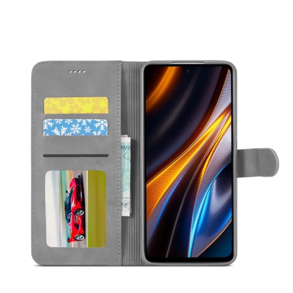 IMEEKE Peňaženkový kryt Xiaomi Poco X4 GT šedý
