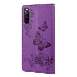 ART Peňaženkový kryt Sony Xperia 10 IV 5G BUTTERFLIES fialový