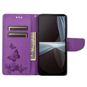 ART Peňaženkový kryt Sony Xperia 10 IV 5G BUTTERFLIES fialový
