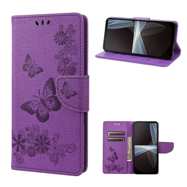 ART Peňaženkový kryt Sony Xperia 10 IV 5G BUTTERFLIES fialový
