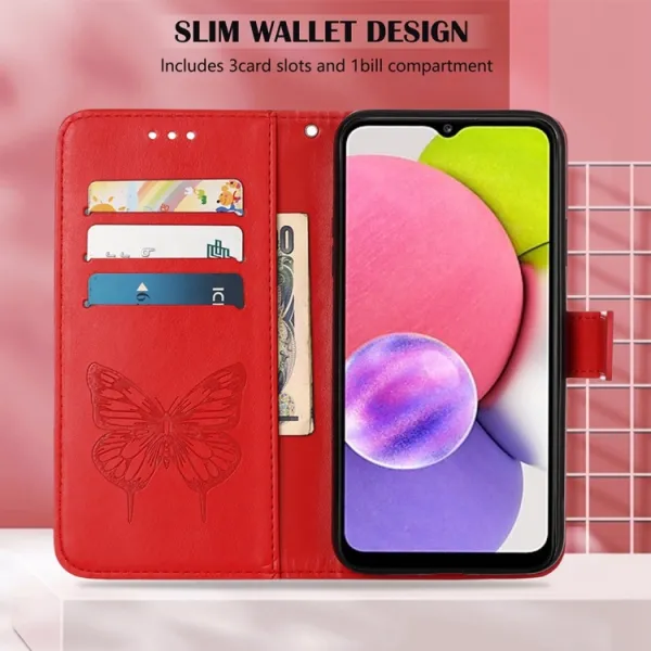 ART Peňaženkový kryt Tecno Spark 8 BUTTERFLY červený