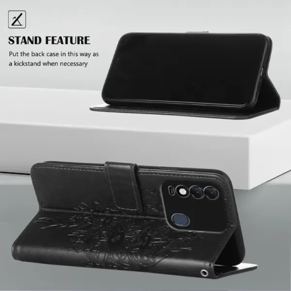 ART Peňaženkový kryt Tecno Spark 8 BUTTERFLY čierny