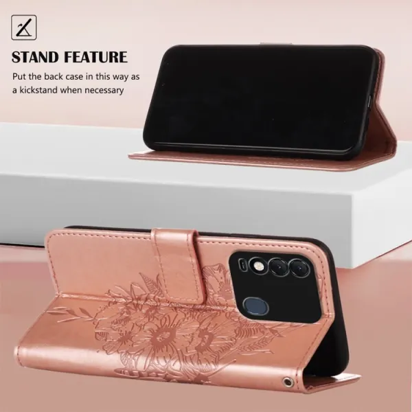 ART Peňaženkový kryt Tecno Spark 8 BUTTERFLY ružový