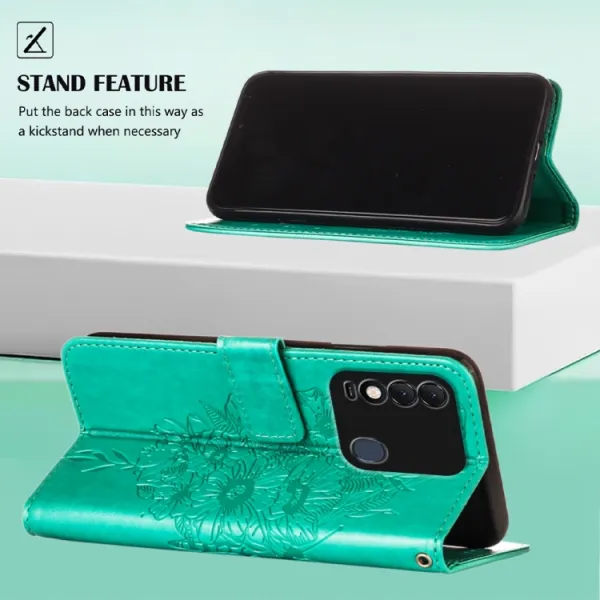 ART Peňaženkový kryt Tecno Spark 8 BUTTERFLY zelený