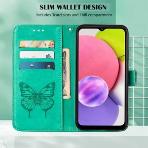 ART Peňaženkový kryt Tecno Spark 8 BUTTERFLY zelený