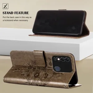 ART Peňaženkový kryt Tecno Spark 8 BUTTERFLY šedý