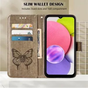 ART Peňaženkový kryt Tecno Spark 8 BUTTERFLY šedý