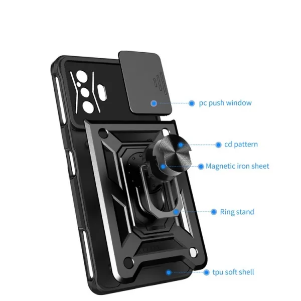 RING Obal s držiakom pre Xiaomi Poco F4 GT ružový