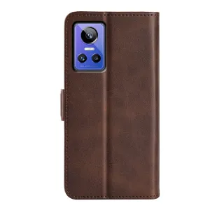 SIDE Peňaženkové puzdro pre Realme GT Neo 3 tmavohnedé