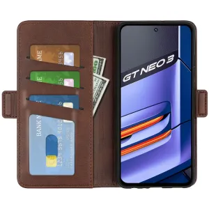 SIDE Peňaženkové puzdro pre Realme GT Neo 3 tmavohnedé
