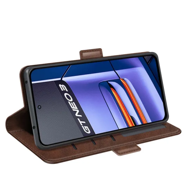 SIDE Peňaženkové puzdro pre Realme GT Neo 3 tmavohnedé