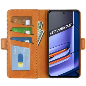 SIDE Peňaženkové puzdro pre Realme GT Neo 3 svetlohnedé