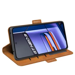 SIDE Peňaženkové puzdro pre Realme GT Neo 3 svetlohnedé