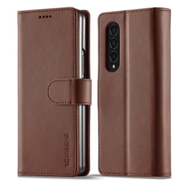 IMEEKE Peňaženkový kryt Samsung Galaxy Z Fold4 5G tmavohnedé